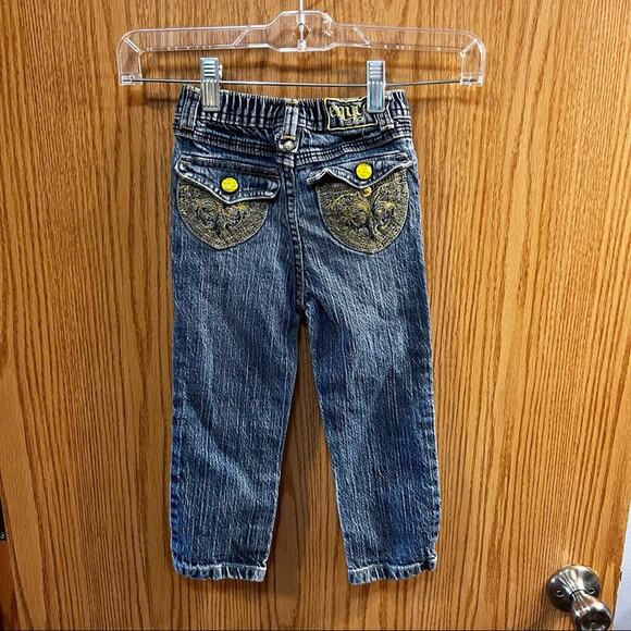 Enyce Girls Size 3T Jeans w/ Embroidered Gold Pockets Medium Wash - Picture 2 of 7